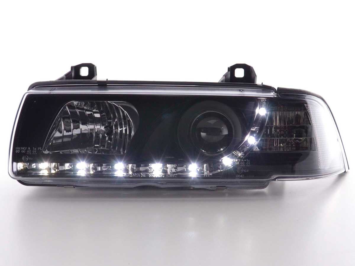 Scheinwerfer Set Daylight LED TFL-Optik Citroen Saxo 00-02 chrom Scheinwerfer Set Daylight LED TFL-Optik Citroen Saxo 00-02 chrom